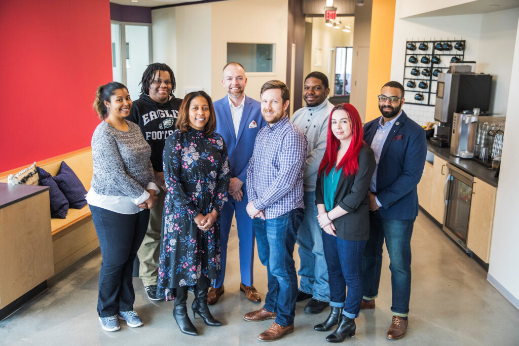Members of Philadelphia's social impact cohort pose for photo at CIC Philadelphia