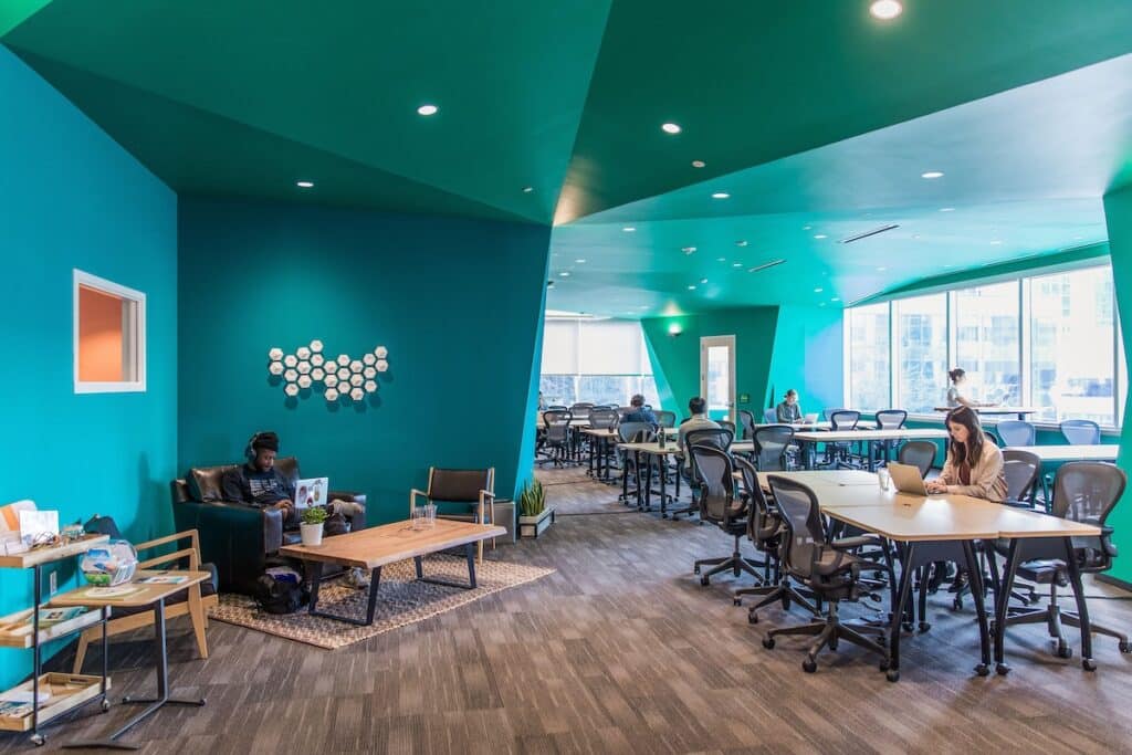 What is flexible office space? This coworking area at CIC Philadelphia is one example.