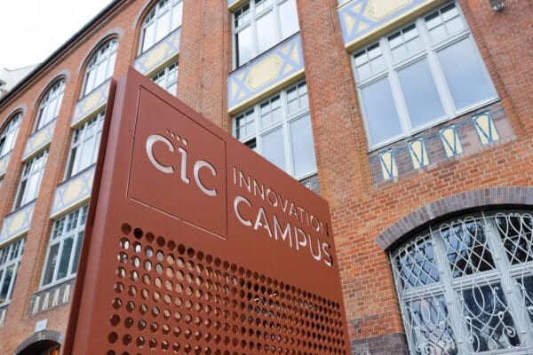 Exterior sign of the CIC Berlin Innovation Campus